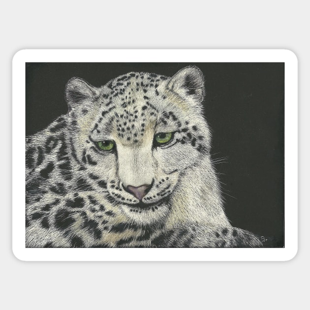 Snow Leopard Sticker by On Dragon Wings Studio